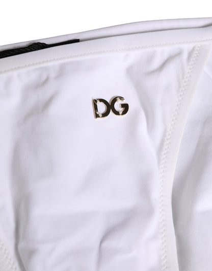 Dolce & Gabbana White Nylon Bikini Logo Plaque 2 Piece Swimwear