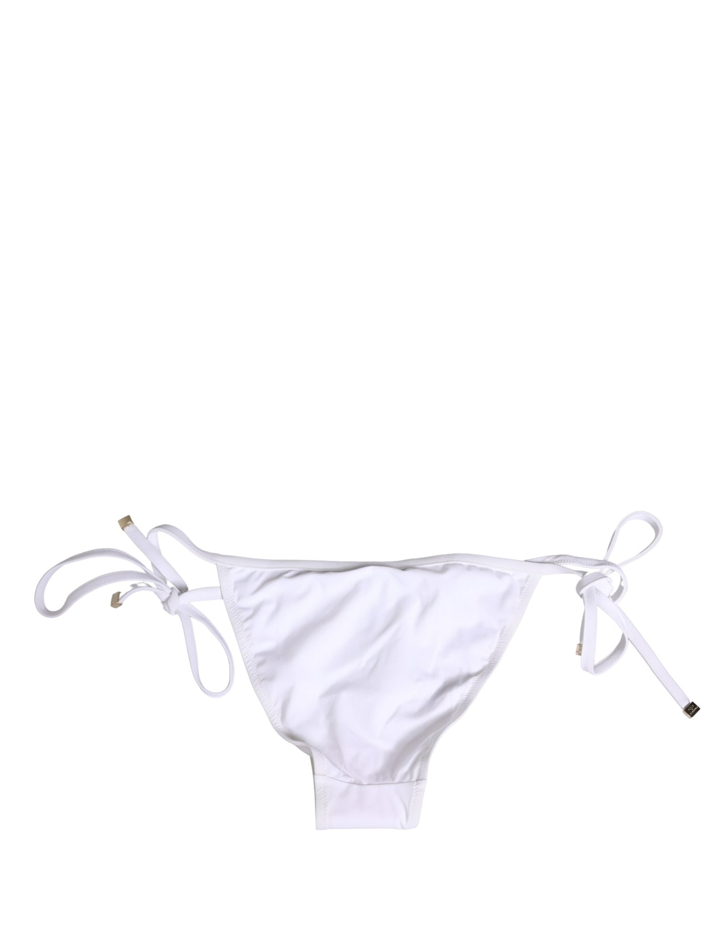 Dolce & Gabbana White Nylon Bikini Logo Plaque 2 Piece Swimwear