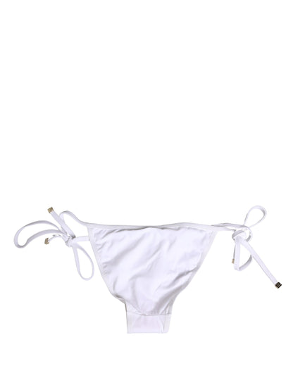 Dolce & Gabbana White Nylon Bikini Logo Plaque 2 Piece Swimwear