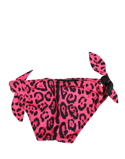 Dolce & Gabbana Pink Leopard Print Bikini Bottom Beachwear Swimwear