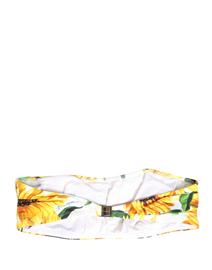 Dolce & Gabbana Multicolor Sunflower Print Bandeau Top Swimwear