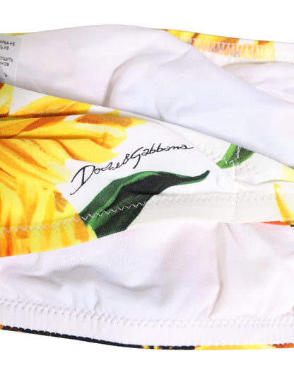 Dolce & Gabbana Multicolor Sunflower Print Bandeau Top Swimwear