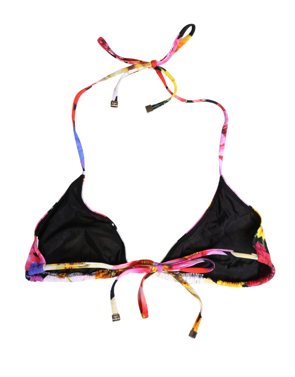 Dolce & Gabbana Women's Stretch Nylon Swimwear Top - Black Floral Print
