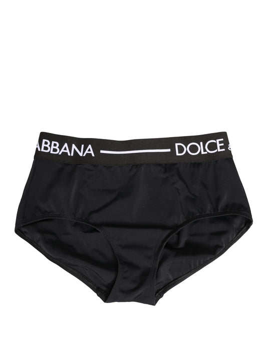 Dolce & Gabbana Black Logo Waistband Coulotte Panty Underwear