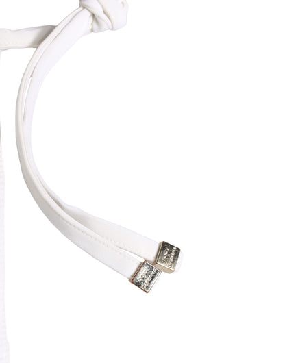 Dolce & Gabbana White Nylon DG Logo Plaque Bikini Bottom Swimwear
