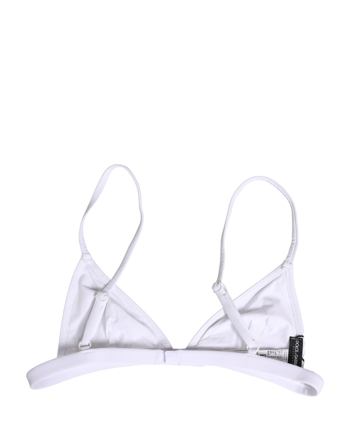 Dolce & Gabbana White Nylon Triangle Beachwear Bikini Top Swimwear