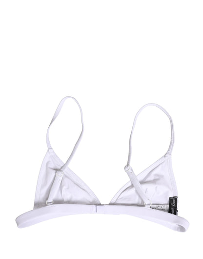 Dolce & Gabbana White Nylon Triangle Beachwear Bikini Top Swimwear
