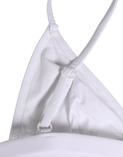 Dolce & Gabbana White Nylon Triangle Beachwear Bikini Top Swimwear