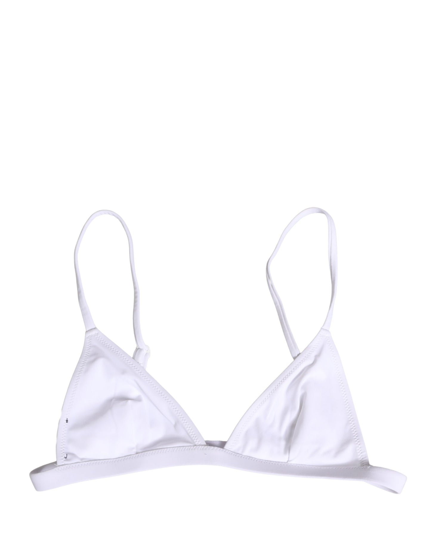 Dolce & Gabbana White Nylon Triangle Beachwear Bikini Top Swimwear