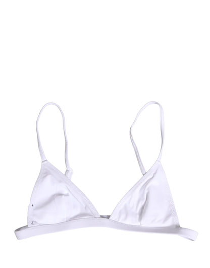 Dolce & Gabbana White Nylon Triangle Beachwear Bikini Top Swimwear