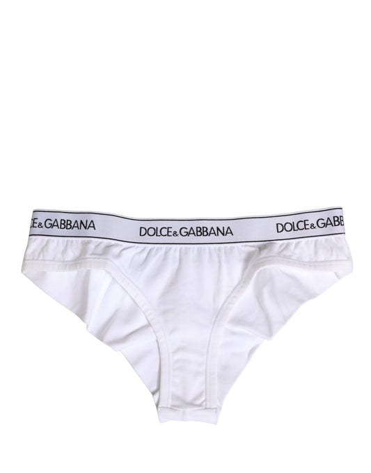 Dolce & Gabbana White Cotton Logo Waistband Brief Panty Underwear