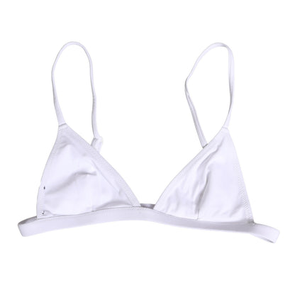 Dolce & Gabbana White Nylon Triangle Beachwear Bikini Top Swimwear
