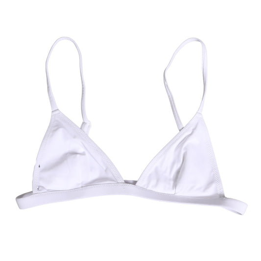 Dolce & Gabbana White Nylon Triangle Beachwear Bikini Top Swimwear