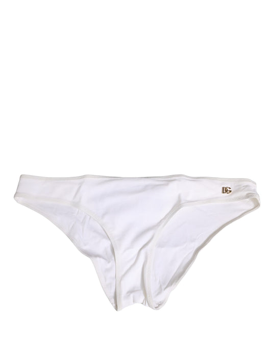 Dolce & Gabbana White DG Logo Plaque Bikini Bottom Underwear