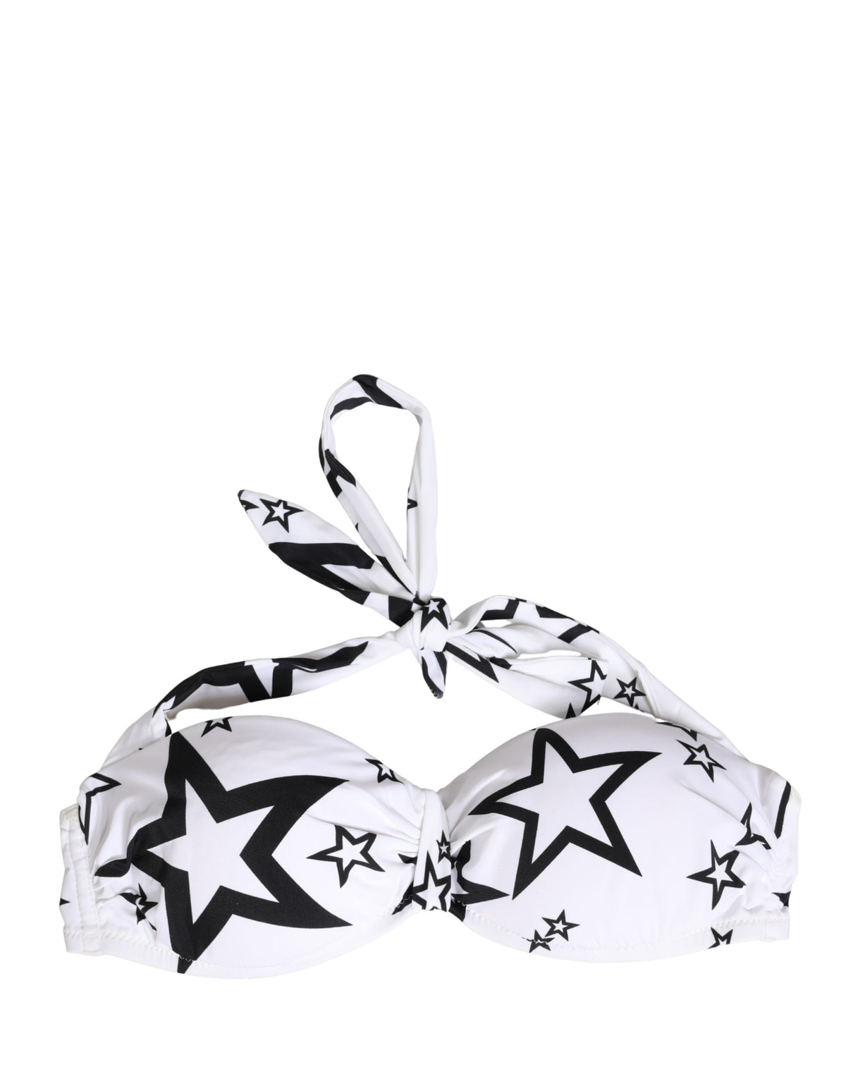 Dolce & Gabbana Star Women's Stretch Nylon Swimwear Top - White Print