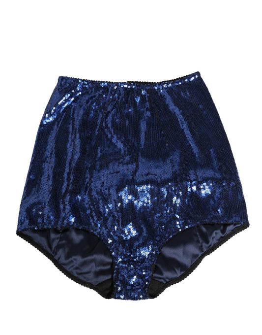 Dolce & Gabbana Blue Sequined High Waist Girdle Panty Underwear