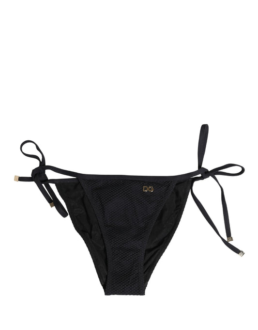 Dolce & Gabbana Black Tie-Side Bikini Bottom Swimsuit Swimwear
