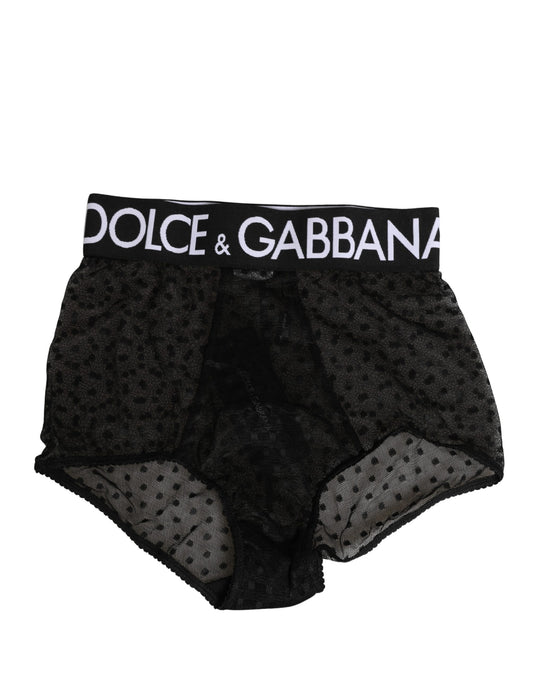 Dolce & Gabbana Black Logo Girdle High Waist Panty Underwear