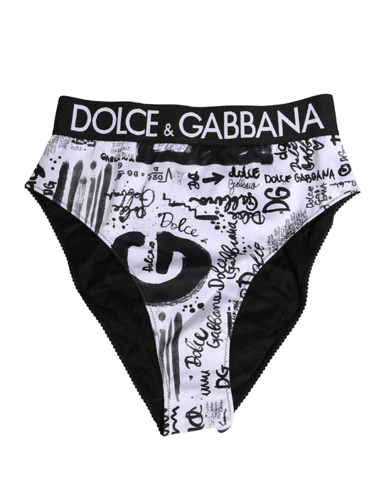 Dolce & Gabbana Black White Graphic Logo High Brief Underwear