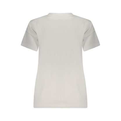 T-Shirt by Guess Jeans for women in organic cotton white showcases a dramatic silhouette, elegantly detailed with a dramatic crew neckline and for a truly dramatic finish.