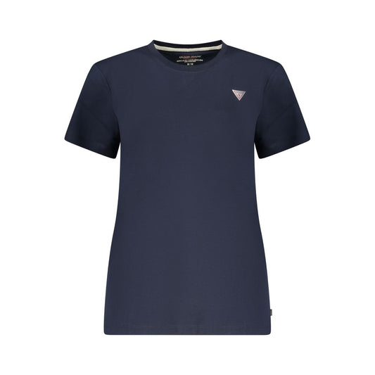 T-Shirt by Guess Jeans for women in organic cotton blue features an on trend silhouette, perfectly showcasing a on trend short-sleeve and crew neckline for an elevated aesthetic.