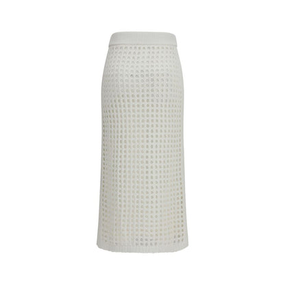 Max Mara Pure White Cotton Midi Skirt