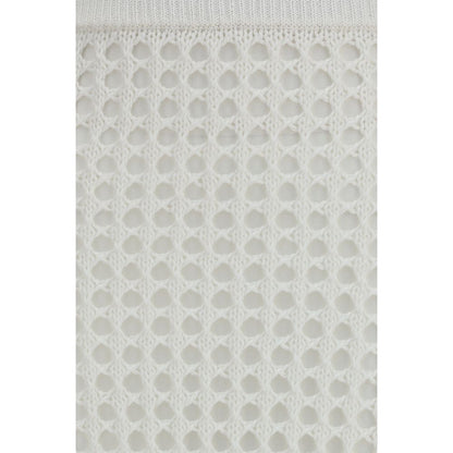 Max Mara Pure White Cotton Midi Skirt