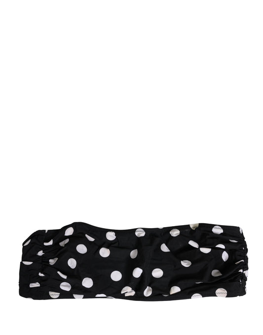 Dolce & Gabbana Black White Polka Dot Bandeau Beachwear Swimwear