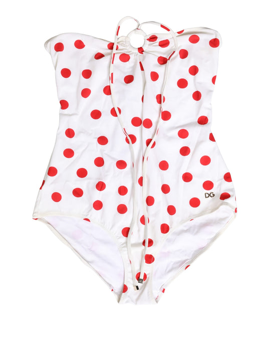 Dolce & Gabbana Women's Stretch Nylon One-Piece Swimsuit - Red White Patterned