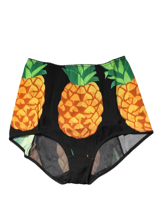 Dolce & Gabbana Black Pineapple High Waist Girdle Panty Underwear