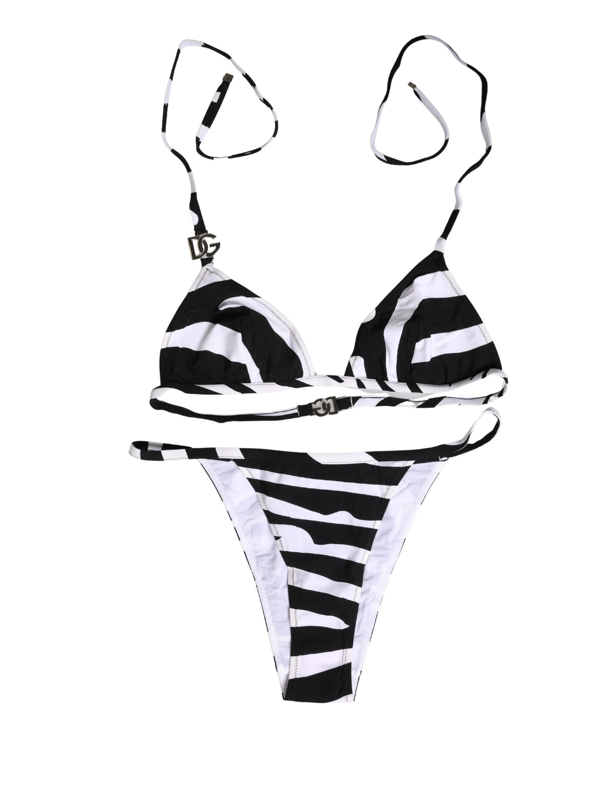 Dolce & Gabbana Women's Stretch Nylon Bikini - Black White Zebra