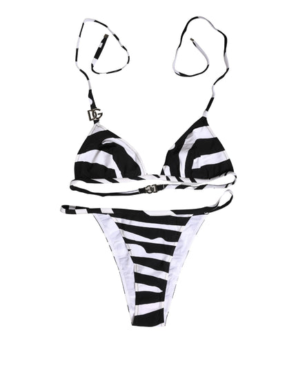 Dolce & Gabbana Women's Stretch Nylon Bikini - Black White Zebra