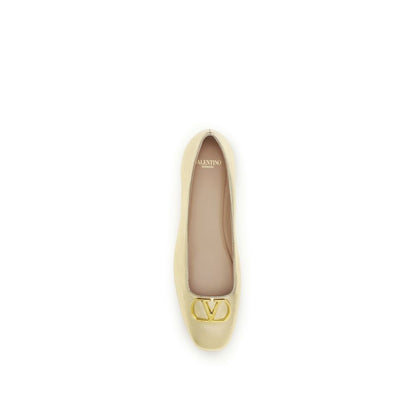 Valentino Garavani Gold Lamb Ovis Aries Aries Ballet Flats