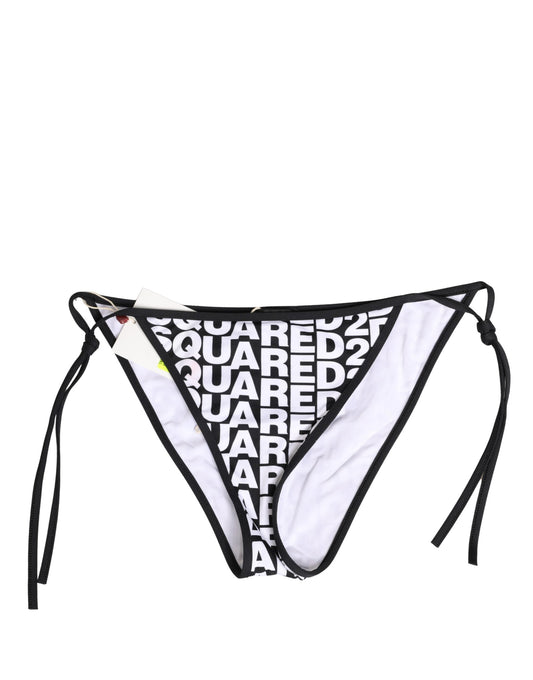 Dsquared² Women's Low Rise Stretch Nylon Bikini Bottoms - Multicolor Natural Signature Print