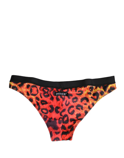 Pyrex Women's Polyester Bikini - Black Orange Leopard Print Print
