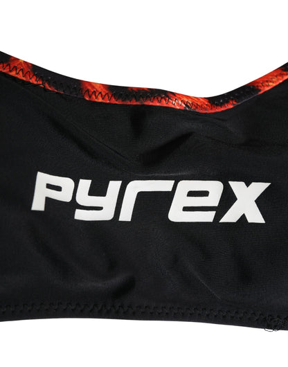 Pyrex Women's Polyester Bikini - Black Orange Leopard Print Print