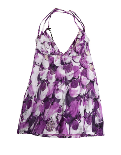 Roberto Cavalli Women's Slim Halter Neck Lace Tank Top - Multicolor Patterned Signature