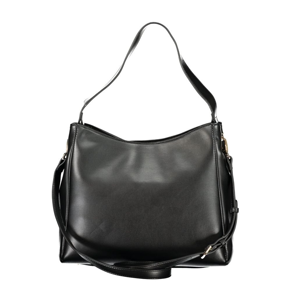 Handbag by Mario Valentino for women in polyurethane black features a signature silhouette, showcasing a secure and signature with versatile for a sophisticated look.