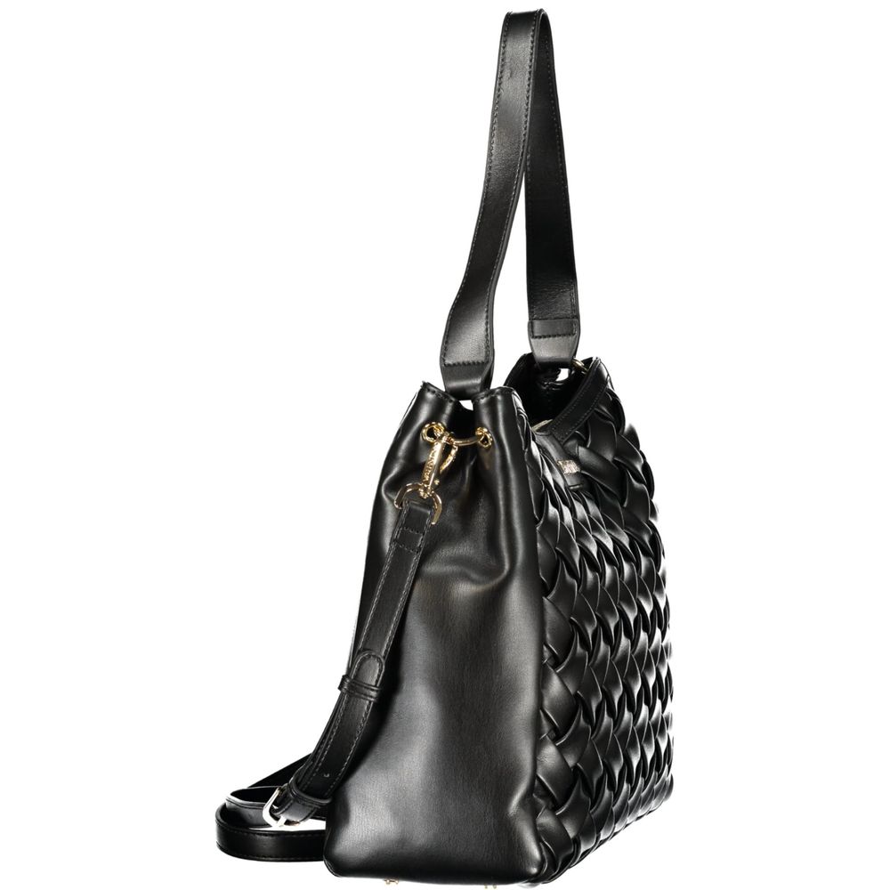 Handbag by Mario Valentino for women in polyurethane black features a ornamental silhouette, showcasing a secure , ample , and ornamental for a sophisticated look.