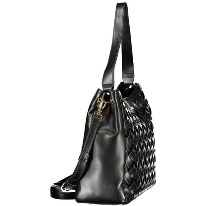 Handbag by Mario Valentino for women in polyurethane black features a ornamental silhouette, showcasing a secure , ample , and ornamental for a sophisticated look.