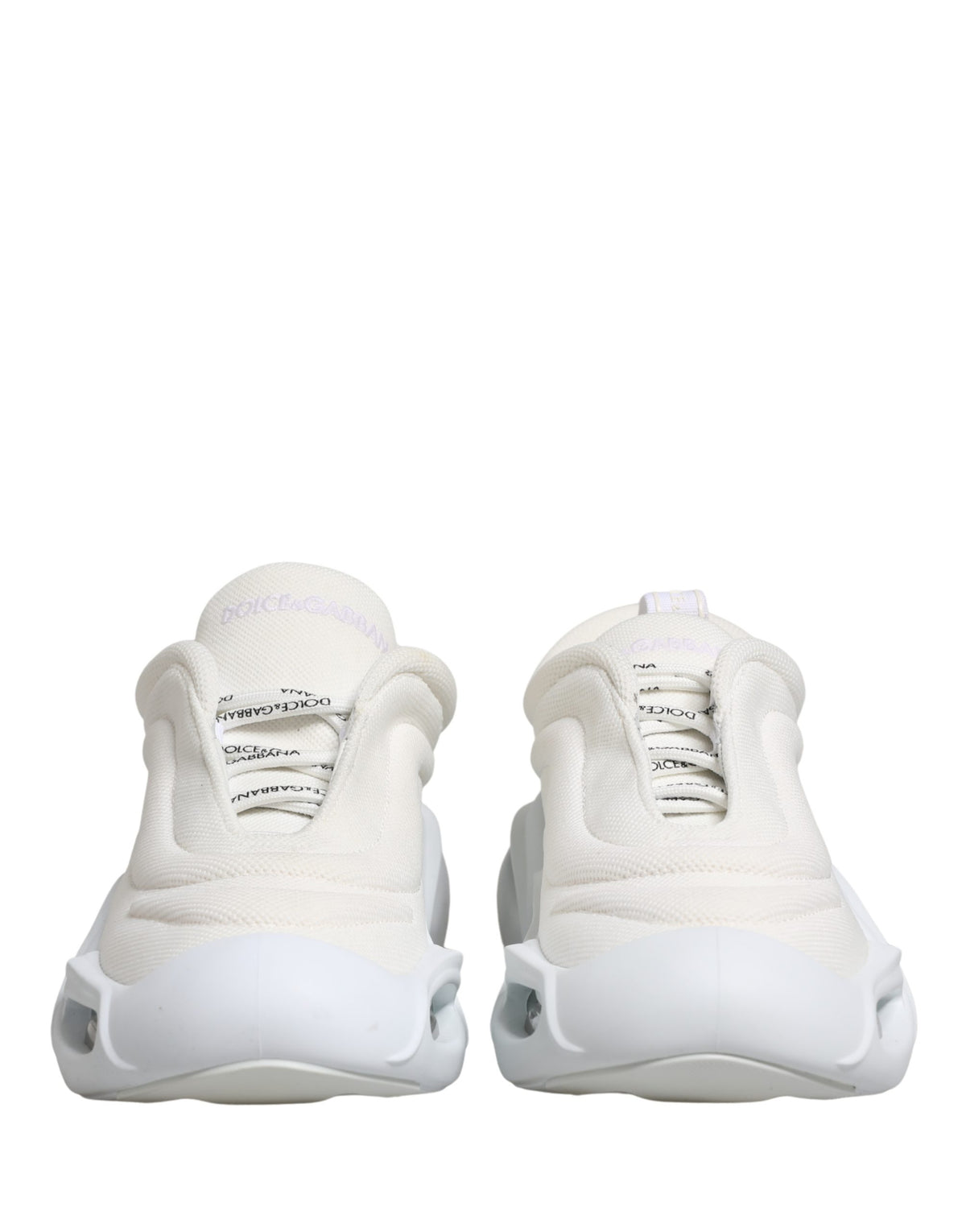 Dolce & Gabbana Women's Low Top Slip On Chunky Polyester Nylon Viscose & Calf Leather Sneakers - White