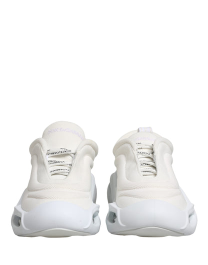 Dolce & Gabbana Women's Low Top Slip On Chunky Polyester Nylon Viscose & Calf Leather Sneakers - White