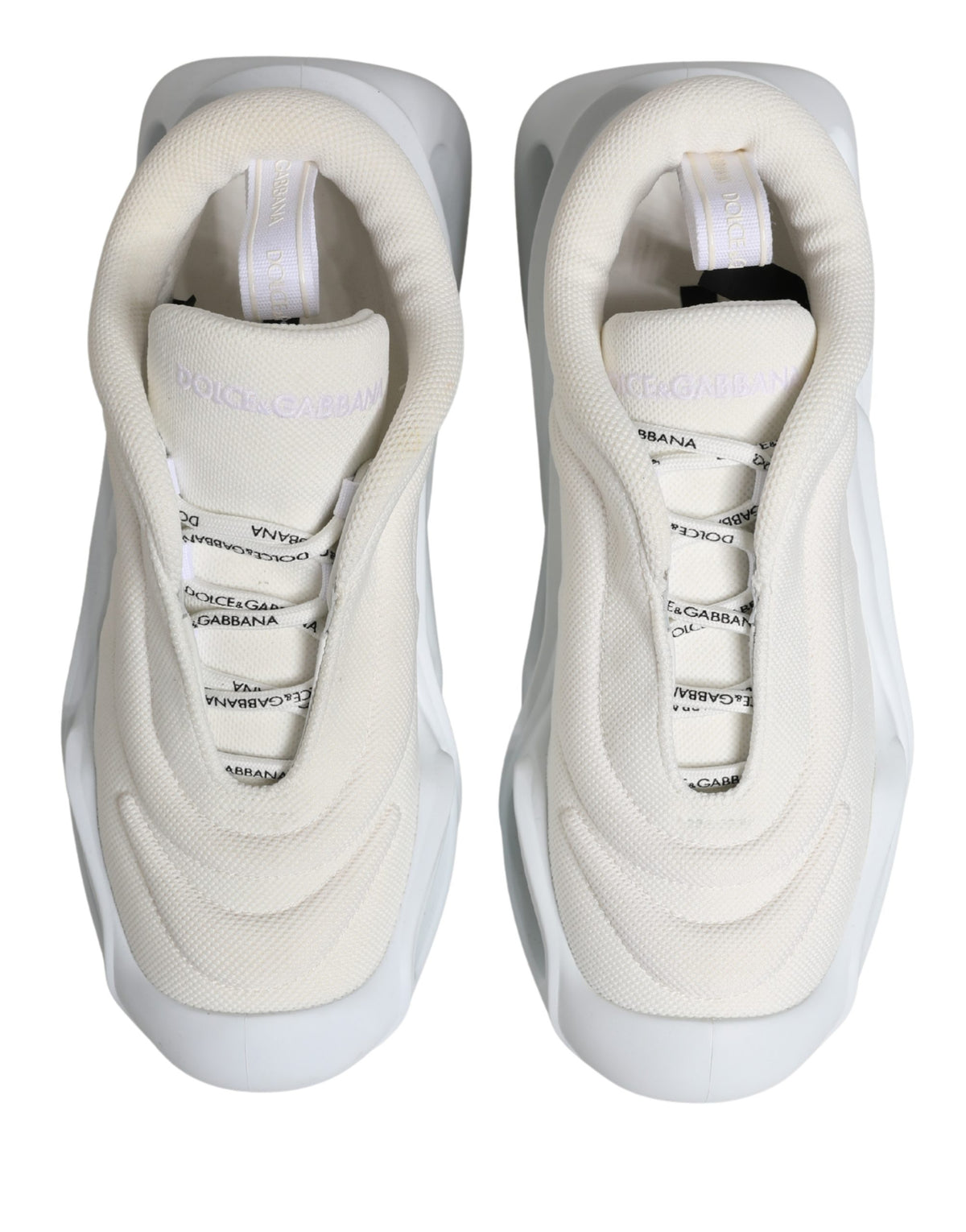 Dolce & Gabbana Women's Low Top Slip On Chunky Polyester Nylon Viscose & Calf Leather Sneakers - White