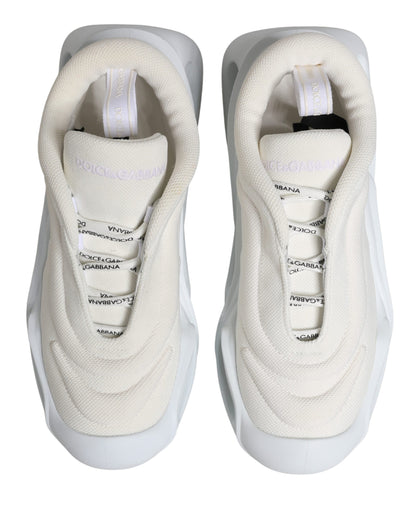 Dolce & Gabbana Women's Low Top Slip On Chunky Polyester Nylon Viscose & Calf Leather Sneakers - White