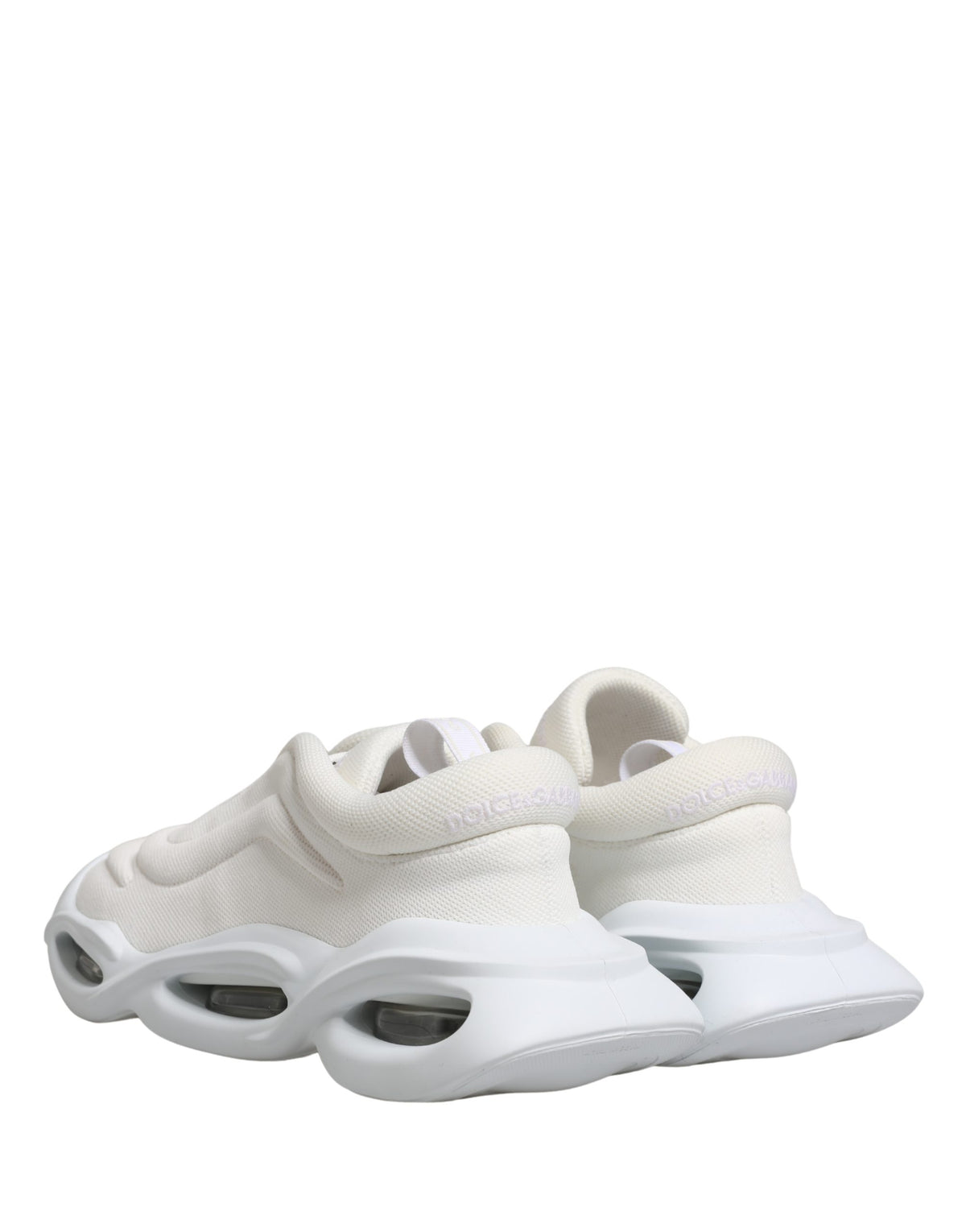 Dolce & Gabbana Women's Low Top Slip On Chunky Polyester Nylon Viscose & Calf Leather Sneakers - White