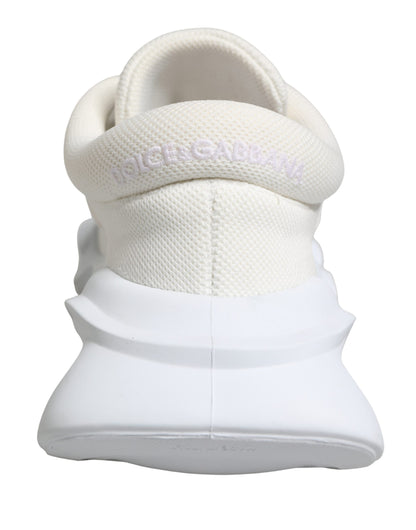 Dolce & Gabbana Women's Low Top Slip On Chunky Polyester Nylon Viscose & Calf Leather Sneakers - White