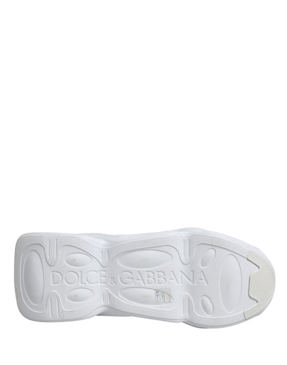 Dolce & Gabbana Women's Low Top Slip On Chunky Polyester Nylon Viscose & Calf Leather Sneakers - White