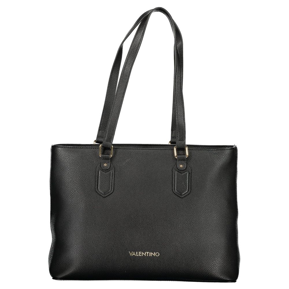 Shoulder Handbag by Mario Valentino for women in polyethylene black & signature features an refined silhouette, showcasing a secure zipper, ample internal-pockets, and versatile shoulder-strap & handle for a sophisticated refined aesthetic.