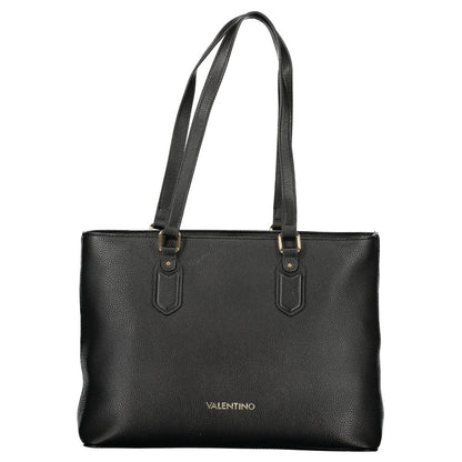 Shoulder Handbag by Mario Valentino for women in polyethylene black & signature features an refined silhouette, showcasing a secure zipper, ample internal-pockets, and versatile shoulder-strap & handle for a sophisticated refined aesthetic.