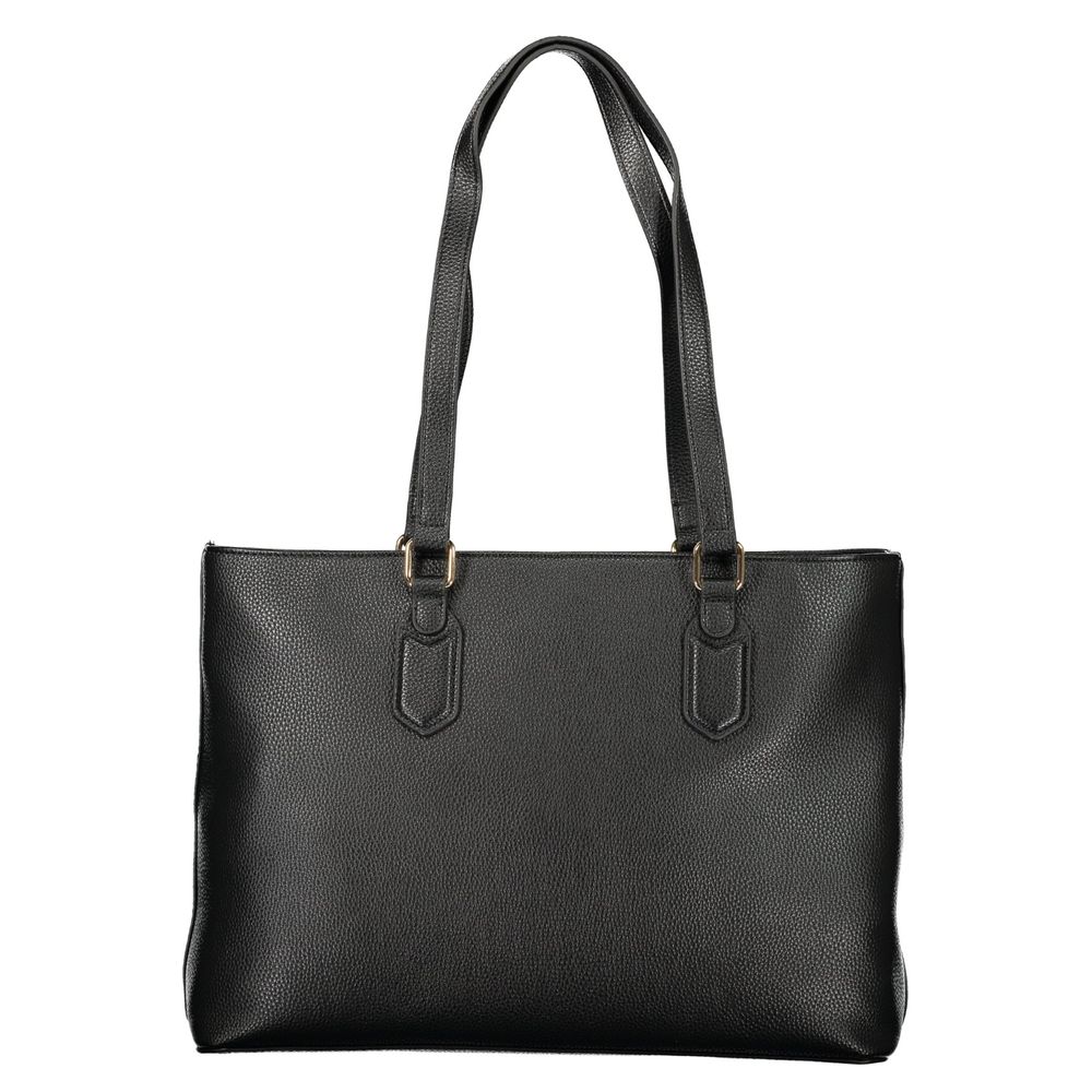 Shoulder Handbag by Mario Valentino for women in polyethylene black & signature features a exquisite silhouette, showcasing a secure zipper and exquisite internal-pockets with versatile shoulder-strap & handle for a exquisite finish.
